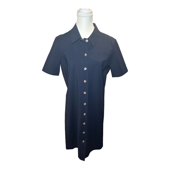 Lafayette 148 New York Kylie Short-Sleeve Navy Shirt Dress Sz 10 Classic Casual - Picture 8 of 13